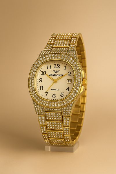 Goldpower Luxury Metal Stone Unisex Wristwatch with Lanyard Calendar