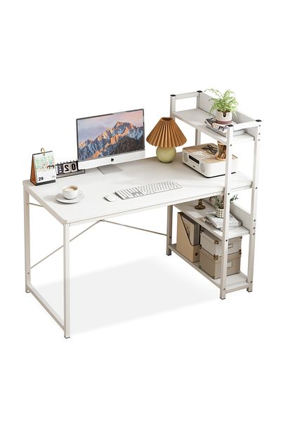 Sheinhome Computer Table with 4 Tier Shelves for Home Office,Study, or Gaming,Modern Writing Desk Table