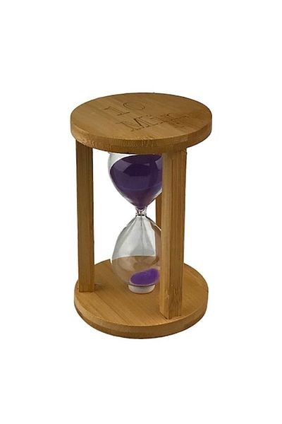 OEM Clepsidra din lemn cu scris 10 minute, 9x14 cm, maro-mov