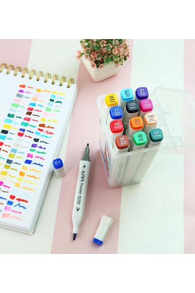 Gift Moda Bam Double Sided 12-Piece Marker Pen Set – Carrying Box