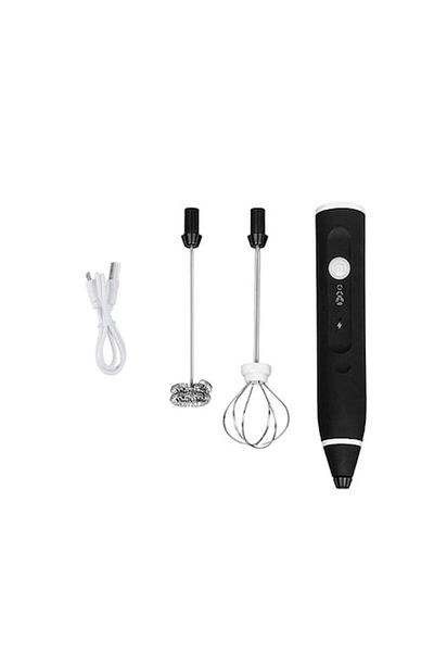 OEM Mixer cu spumă de lapte, reîncărcabil USB, 1200mAh, 13000 RPM, 2 capete, 3 niveluri de viteză, portabil, negru