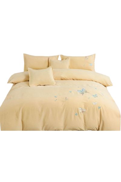 OEM Double Bed Sheets, 6 Pieces, 180x200 cm, Floral Print, Beige
