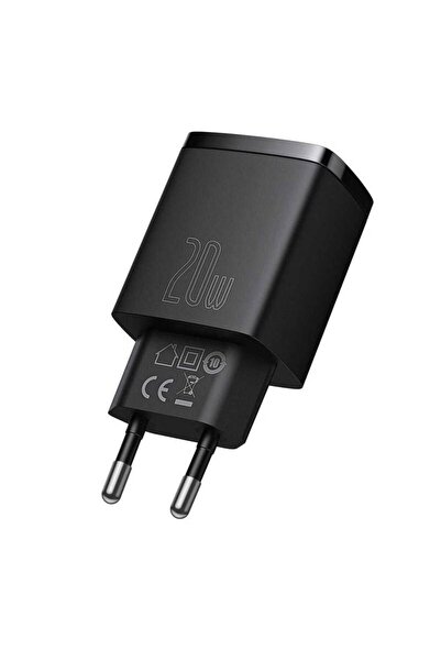 Baseus Compact Quick Charger 20W, USB-C, USB, PD 3.0, Black