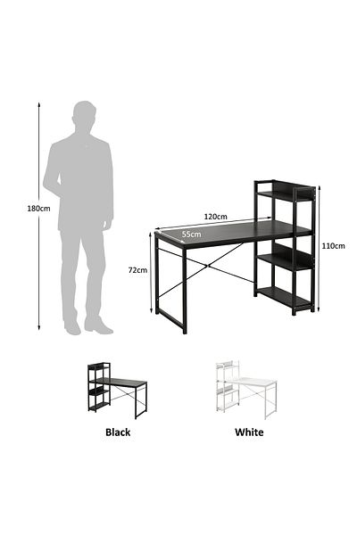 Sheinhome Computer Table with 4 Tier Shelves for Home Office,Study, or Gaming,Modern Writing Desk Table