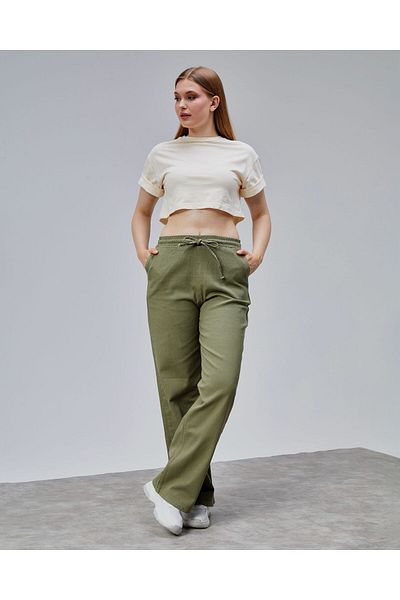 Butik Khaki Elastic Waist Pants