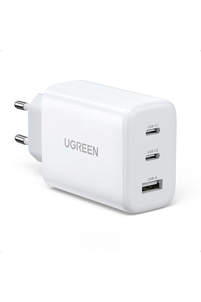 Ugreen Szybka ładowarka sieciowa 2x USB-C USB 65W PD QC biała