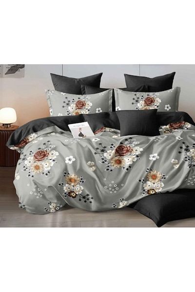 OEM Double Bed Linen Set, Reversible Sheet, 6 Pieces, Flower Bouquet, 2 Persons, 230x245cm, Finet, Multi