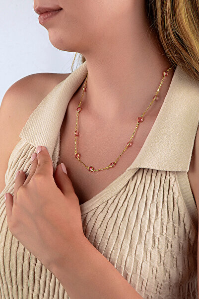 innuendo jewelery قلادة على شكل حرف Y من الذهب الوردي مع سلسلة مستديرة