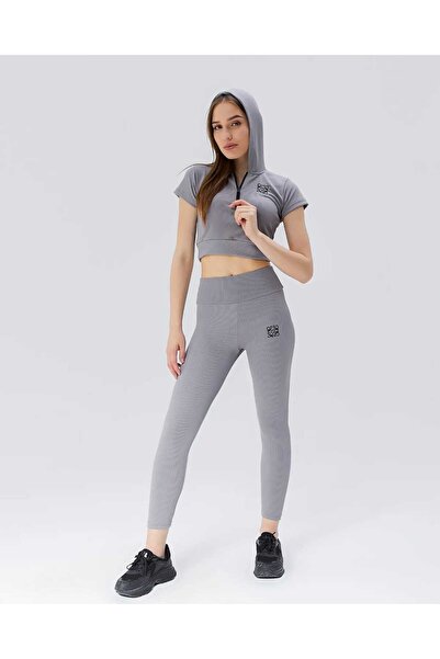 KATALOG BUTİK Kapüşonlu Crop Top ve Yüksek Bel Tayt Takım