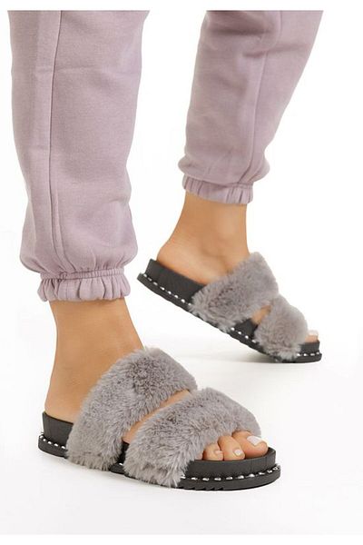 B T Shoes Papuci cu blanita Kaila Gri