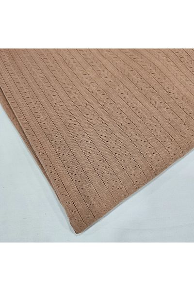Kaf Kumaş Mocha Mousse Perforated Pointelle Rib Fabric |   100% Cotton |   Model-7