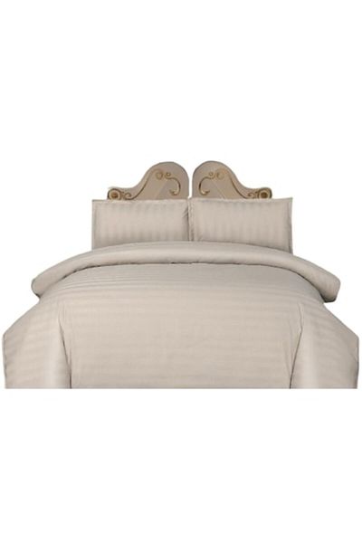 OEM Double Bed Sheet with Elastic, Damask, 2 Persons, 180x230 cm, Cream