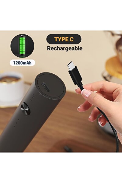 OEM Milk Frother, Rechargeable, USB TYPE-C Charging, with 2 Heads, Stainless Steel, Hot/Cold Drinks, Ide