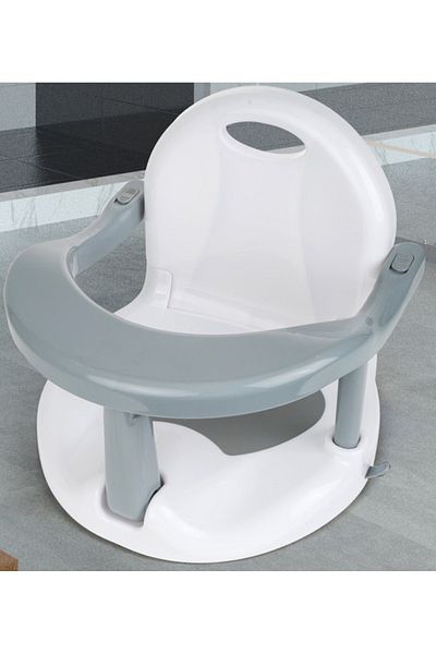 Little Mom Scaunel de baie pentru bebelusi Little Mom Grey, pliabil, design ergonomic cu spatar si maner de tra