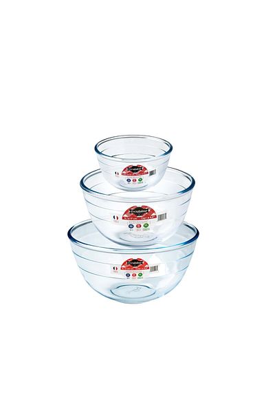 OCUİSİNE FRANCE Ôcuisine Mixing Bowl Set – 0.5L, 1L & 3.0L |Premium Borosilicate Glass Bowls, Versatile Kitchen Pack