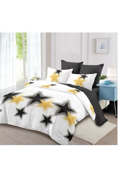 OEM Double Bed Linen with Elastic, 6 Pieces, 180x200 cm, Star Pattern, Multicolor