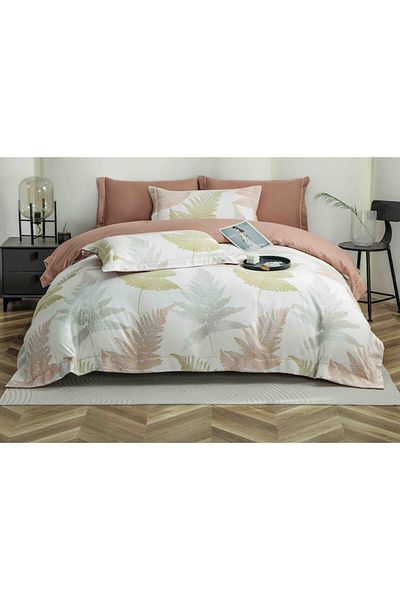OEM Luxury Bedding Set, Jojo Home, Fine Cotton, 6 Pieces, 2 Persons, 180x200cm, Fern Leaves Print, Multi