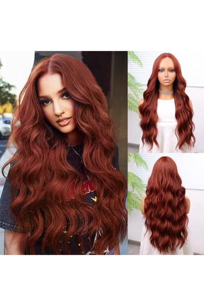 Mina Peruk Koyu Bakır Su Dalgalı Tül Peruk