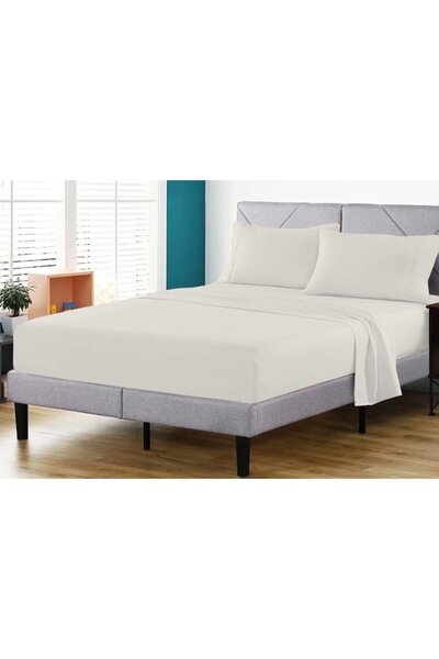 OEM Lenjerie de pat dublu, 6 piese, 220x230 cm, imprimeu uni, ivoire