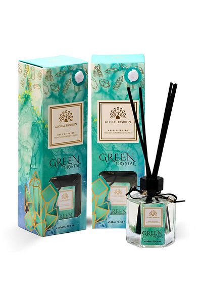 global fashion Luxury Reed Diffuser 100ml – French Essence, Long-Lasting Scent, Eco Home Decor Gift (Green Crystal)