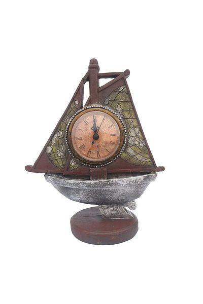 OEM Decorative Clock in the Shape of a Sailboat with Plastic Clock, 25 cm