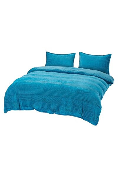 OEM Lenjerie de Pat, Cocolino, 4 Piese, 2 persoane, 210x230cm, Uni, Albastru