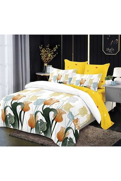 OEM Double Bed Linen, Spring, 6 Pieces, 2 People, 235x250cm, Finet, Painted Flowers, Multicolor