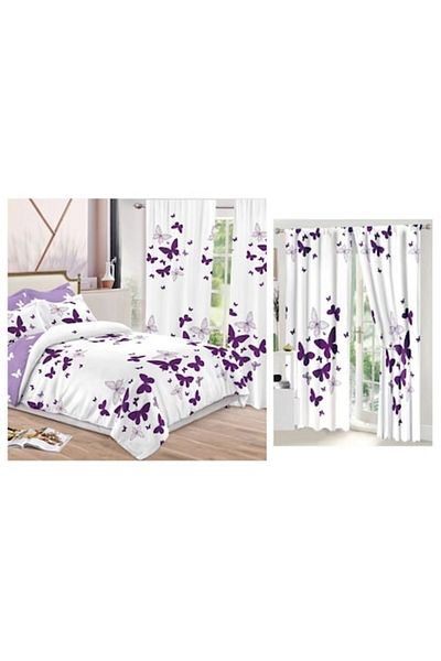 OEM Double Bed Sheet Set with Matching Curtains, 8 Pieces