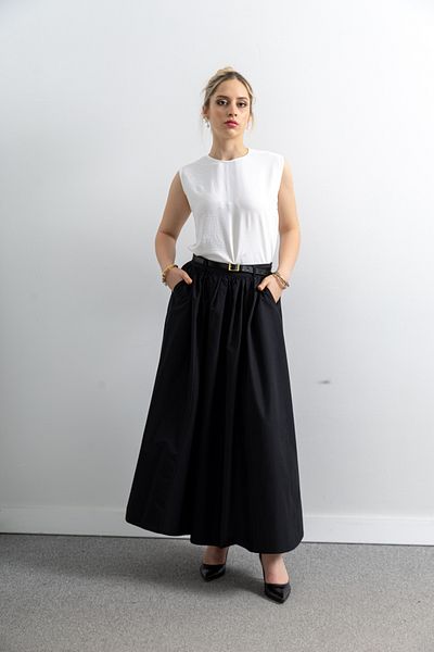 TUĞBA ERGÜL Women's Linen Belt Detailed Skirt