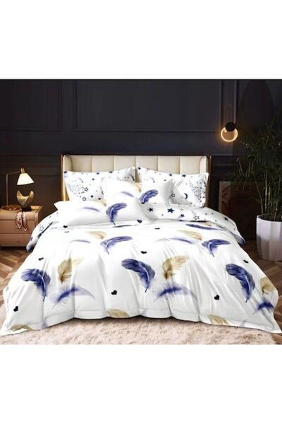 OEM Double Bed Linen, 6 Pieces, 180x200 cm, Multicolor Feather Print