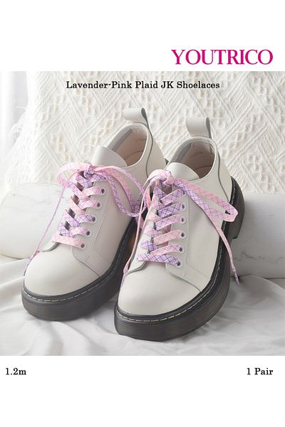 Youtrico 1 Pair Plaid Striped Shoelaces - 120cm Polyester Laces