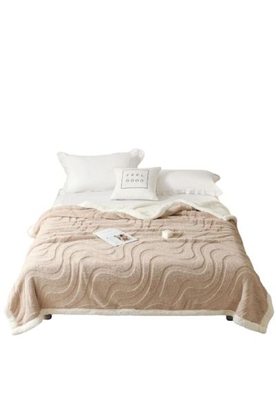 OEM Fur Blanket, Cocolino, Abstract 3D Elegant, 200x230cm, Beige