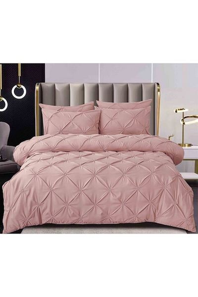 Pucioasa Double Bed Linen, Pucioasa, Uni, Embroidered Folds Model, 6 Pieces, Finet, 230x250cm, Beige