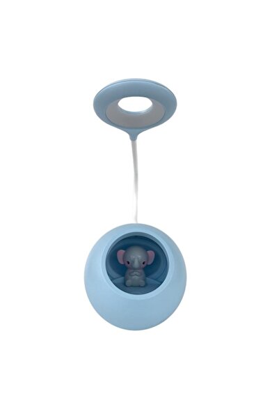 OEM Lampă din plastic cu elefant și LED, albastră, 13x30 cm