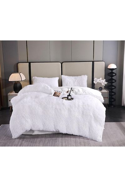 OEM Quilt and 2 pillowcases, Fluffy, 2 persons, 3 pieces, off-white 200x230cm