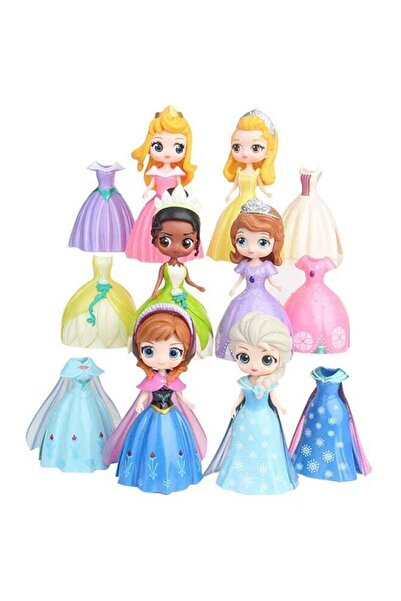 Yelajoy Princess Dolls Set,6-Piece Vibrant Color Dress Up Toys for Toddlers Age 3+,7x8x10cm