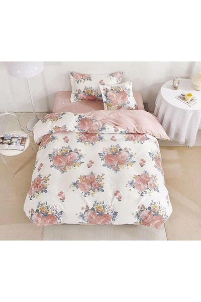 OEM Reversible Bedding Set, Elastic Sheet, Finet, Single Person, 4 Pieces, 140x200cm, Floral, Multicolor