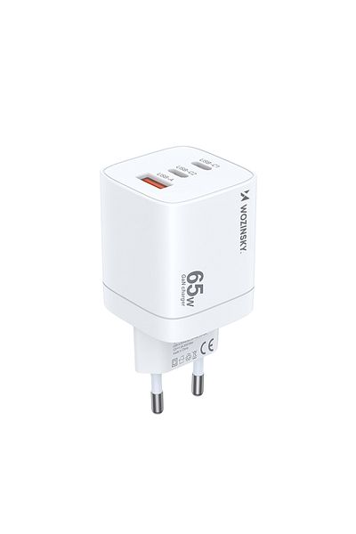 WOZINSKY Încărcător de perete GaN 65W 100-240V USB-A 2x USB-C alb
