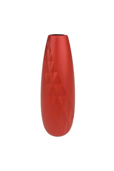 OEM Vază conică roșie din plastic cu diamante, 7x21 cm