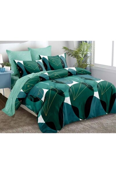 OEM Double Bed Set Spring Finet 6 Pieces Turquoise-White 180x200cm