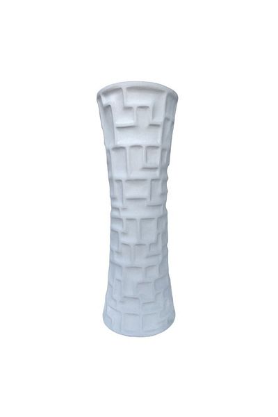 OEM Ceramic Vase with Squares, White, 11x30 cm