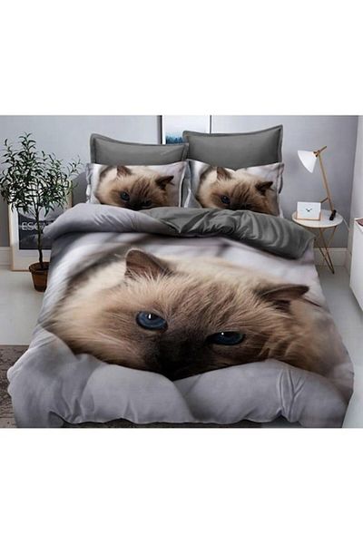 OEM Double Bed Linen Set, 230x250 cm, 6 Pieces, 3D, Fine Fabric, Multicolor