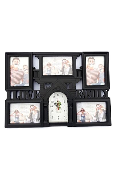 OEM Photo Frame with Clock - I Love My Family, 5 Photos, Decorative Object, 50x36cm