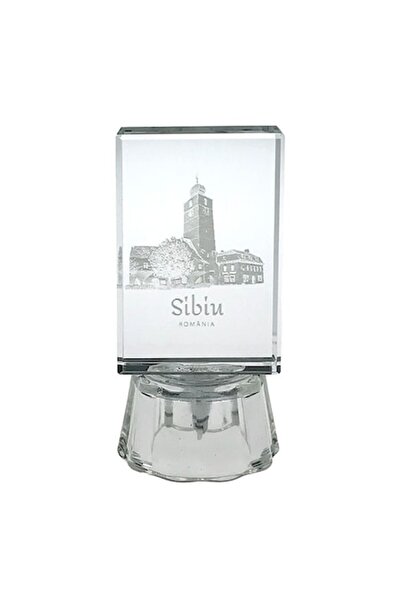 OEM Decoratiune din sticla cu LED, Sibiu, 4x9cm, Transparent