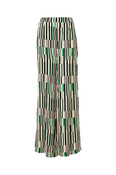 Eight Fashion Women's Striped Colorful Relaxed Fit Elastic Waist Viscose Trousers