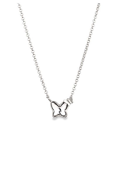 Nenalina Necklace Necklace Women Butterfly Pendant Glass Crystals White 925 Sterling Silver 40 cm