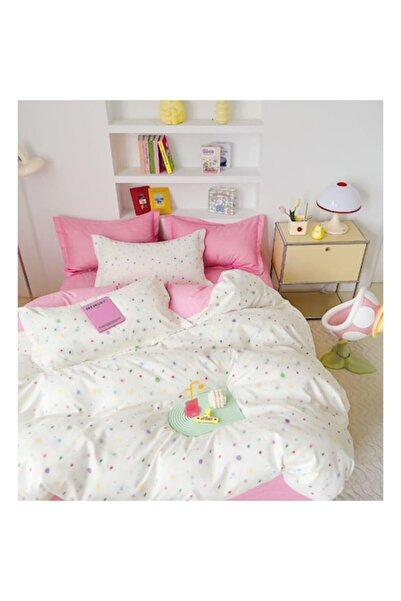 OEM Set de lenjerie de pat dublu cu imprimeu cu buline, 6 piese, 2 persoane, ...