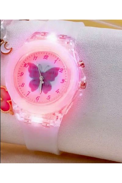JOJO KIDS Girl's Butterfly Luminous Wrist Watch , Silicone Wrist Watch , Color Changing Intense Luminous Watch