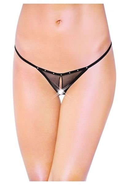 Softline Bikini, Softline, G-String 2460, cu decupaj, tul, elastic, negru, One Size