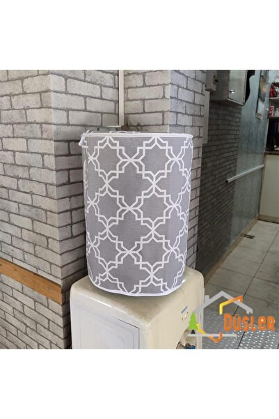 DÜŞLER EV TEKSTİLİ Gray Patterned Carboy Cover Dispenser Protection Duck Fabric Storage Cover with Water Level Indicator